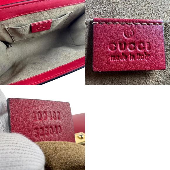 Gucci GG Supreme Canvas and Leather Shoulder Bag in Red Brown, Women's, 40948... - Picture 5 of 5
